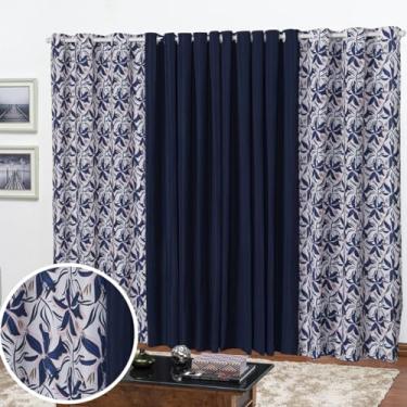 Imagem de Cortina Florata Decorativa, 5,00m x 2,20m, Estampada Floral, 2 Folhas, Poliéster, para Sala, Quarto, Escritório (MARINHO)