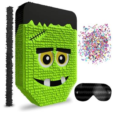 Imagem de Jergrim Pacote Fofo De Frankenstein Halloween Piñata De 3 Peças Para Crianças E Adultos, Cabe 2 Libras De Doces, Perfeito Para Festa De Halloween, Decorações Assustadoras, Aniversário De Outubro E Sup