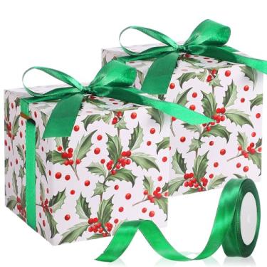 Imagem de Dispowreath 48 caixas de presente de Natal 10 x 10 x 10 cm com fita, caixa pequena de Natal com tampas, caixas de presente para embrulho de presente, casamento, feriado, festa de aniversário (ramo de