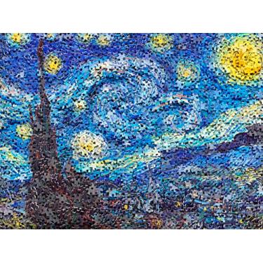 Imagem de Pintoo Quebra-Cabeças De 1200 Peças Para Adultos - Quebra-Cabeça Da Noite Estrelada Van Gogh, Lindo, Plástico, Decoração Casa, Poeira Zero, Fácil Armazenamento [H2247]