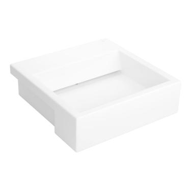 Imagem de Cuba de Semiencaixe Lavatório Quadrada com Mesa e Válvula Oculta 46X46cm Branco - L.863.17