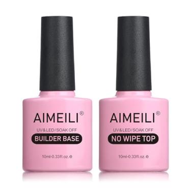Imagem de AIMEILI Builder Base Gel 5 em 1 e Top coat extrabrilhos, 2x10ml Gel Base Construtor Transparente para Extensão de Unhas e Sem Limpeza, Conjunto de Gel para Unhas em UV LED Kit