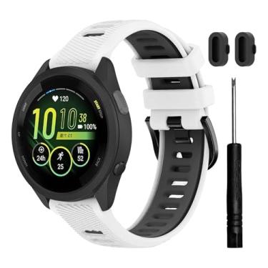Imagem de TopPerfekt Pulseira de relógio para Garmin Forerunner 265, pulseira de substituição esportiva de silicone macio para Forerunner 570 47 mm/255/265-Music, Venu 2/3 (22 mm) - (branca/preta)