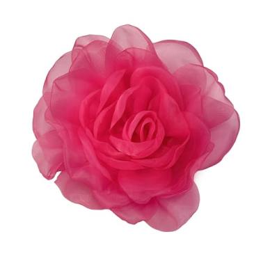 Imagem de Delicado Organza seda rosa flor extra grande broches para mulheres homens elegante tecido floral grande lapela pinos para vestido terno roupas acessórios festa de casamento banquete moda jóias 180 mm