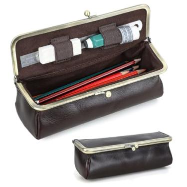 Imagem de CONTACTS Estojo de couro de flor integral com bolsa de caneta Kiss Lock, porta-óculos de sol vintage, estojo pequeno para maquiagem, bolsa organizadora de viagem