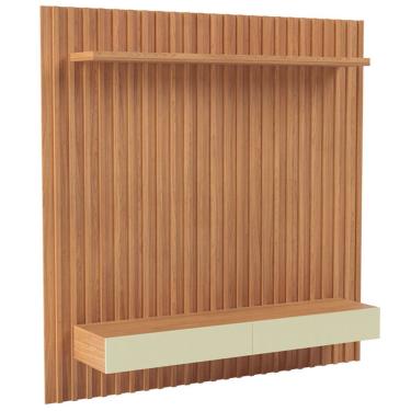 Imagem de Painel Ripado Para TV 65 Pol 2 Gavetas 183cm Baraka D03 Freijó Off White - Lyam Decor
