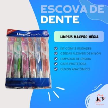 Imagem de Escova de dente Kit 12 unidades Média / Capa Protetora /Limpador de Li