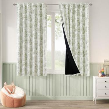 Imagem de Cortinas jinchan 100% Blackout Nursery 160x160cm Verde Sálvia