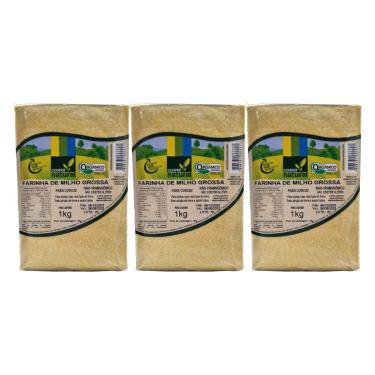 Imagem de Kit 3X: Farinha de Milho Grossa (Para Cuscuz) Orgânica Coopernatural 1Kg