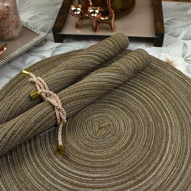 Imagem de 6 Jogo Americano Redondo Mesa Posta Sousplat Luxo Pvc Pmbg