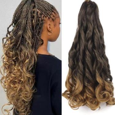 Imagem de Cabelo francês encaracolado, pré-esticado, 18 polegadas, 8 pacotes - L
