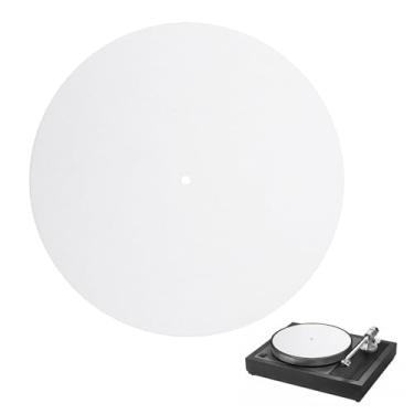 Imagem de Tapete para toca-discos, tapete de toca-discos branco de 30,5 cm, antiderrapante, antiestático, feltro, discos de vinil, tapetes protetores para tocadores domésticos, reduzem o ruído