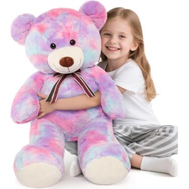 Imagem de Tezituor Ursinho de pelúcia gigante, grande de pelúcia, roxo, arco-íris, presentes macios para Dia dos Namorados, Natal, aniversário, 101 cm
