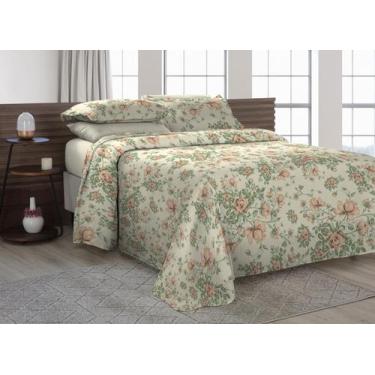 Imagem de Cobre Leito Casal Padrão Com Fronhas Piquet Algodão 3 Peças - Ibitinga