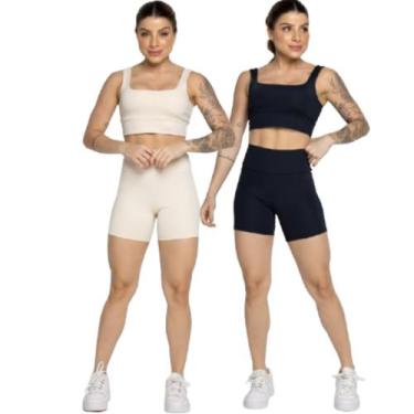 Imagem de KIT 2 Conjunto Top Alça Grossa e Short Smart Vekyo Alta Compressão Aca