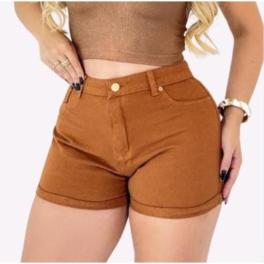 Imagem de Short Jeans Feminino Charmoso Clássico Cintura Alta Tendência Verão So