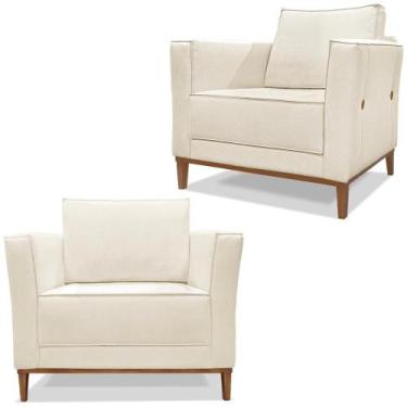 Imagem de Kit 2 Poltronas Decorativas Balli Pes Madeira Linho Natural Ezz Natura