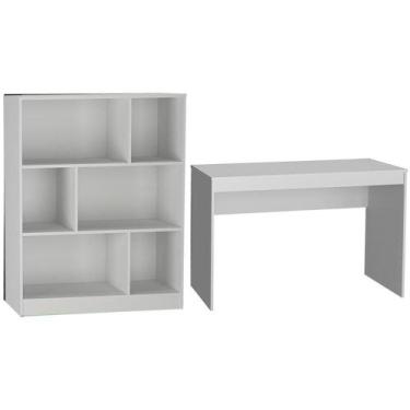 Imagem de Mesa E Estante Para Escritorio Gamer B28 Branco Novam Branco - NOVA MO