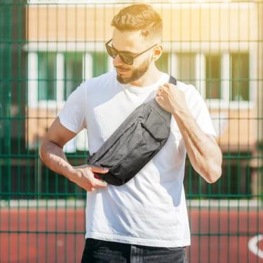 Imagem de Bolsa de cintura para mulheres e homens com cinto ajustável e zíper resistente, mochila de cintura de corrida para caminhadas, viagens (quadrada)