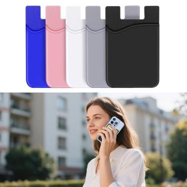 Imagem de Suporte para cartão de telefone, capa de telefone de silicone, carteira com suporte para cartão de crédito, adesivo forte, bolso para smartphones, Multicor, universal, Suporte de cartão de telefone
