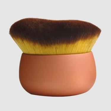 Imagem de Escova Kabuki larga de 80 mm para mistura suave de bronzeamento e bronzeador, cabeça oval de bronze aplica cremes uniformemente no rosto e no corpo, funciona molhado ou seco