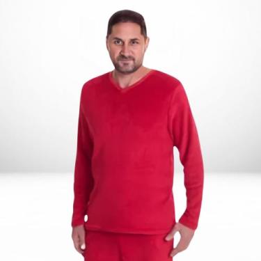 Imagem de Pijama Quentinho de inverno Masculino Soft/Fleece - Super Estilo, Verm