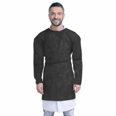 Imagem de Avental Descartável TNT Manga Longa Preto 10un Protdesc