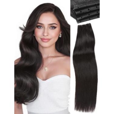 Imagem de Extensões de cabelo WIGNEE 20" de dupla camada preta natural
