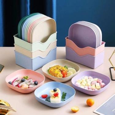 Imagem de Kit Conjunto 10 Pratos Com Base Plásticos Duros Reutilizaveis - YEPP, 