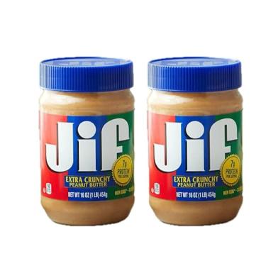 Imagem de Manteiga de Amendoim Cremosa Extra Crunch Peanut JIF - Pasta de Amendoim Extra Crunch - 454g Jif Extra Crunchy Peanut Butter (Pack of 2)
