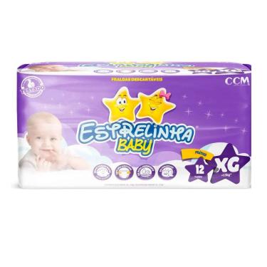 Imagem de Fralda Estrelinha Baby Tamanho XG Pacote Prático 12 Unidades Descartáveis