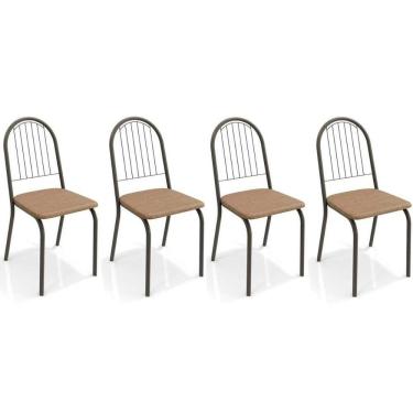 Imagem de Cadeira De Cozinha Noruega 2c077 Kit 4 Un Preto Fosco Capuccino