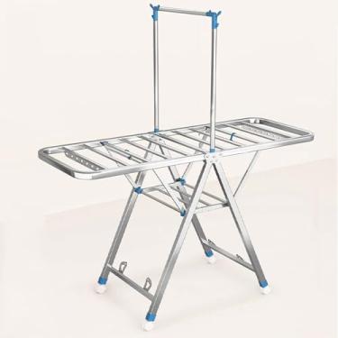 Imagem de Hhsdyl Varal de Secagem em Aço Inoxidável dobrável para Roupas, Estantes de Lavanderia com Suporte para Sapatos, Rodas com Lâmina à Prova de Vento para Interior e Exterior,A,160cm