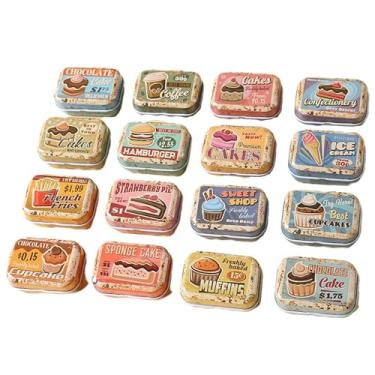 Imagem de Caixa organizadora retangular de metal vintage, 16 peças, com tampa para artesanato, doces, lembrancinhas de festa