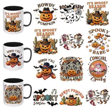 Imagem de Elewins Adesivos UV DTF de Halloween - 12 folhas assustadoras de Halloween UV DTF para canecas de vidro de café, decalques DIY para copos, esfregar à prova d'água em transferências para artesanato