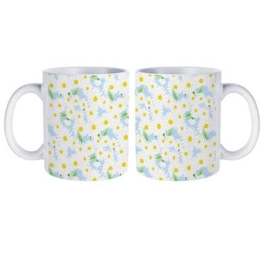 Imagem de OEDTF Canecas de café de cerâmica, 325 ml, laváveis na lava-louças e no micro-ondas, xícaras de chá brancas com alça, xícara de café decorativa, presente para homens e mulheres, adequado para