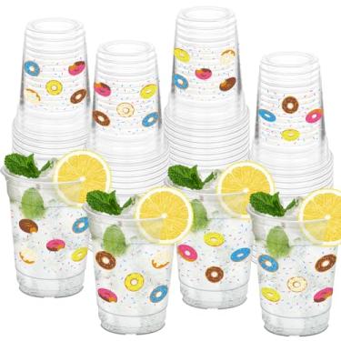 Imagem de HYMENEX 50 peças de copos de rosquinha, copos transparentes de plástico de 340 g para decoração de festa de aniversário, chá de bebê, suprimentos de férias de verão