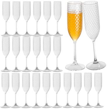 Imagem de Pacote com 24 taças de champanhe de plástico transparente Mimosa copos de champanhe inquebráveis copos de brinde de casamento copos de diamante reutilizáveis de 156 g copos de vinho copos vintage para