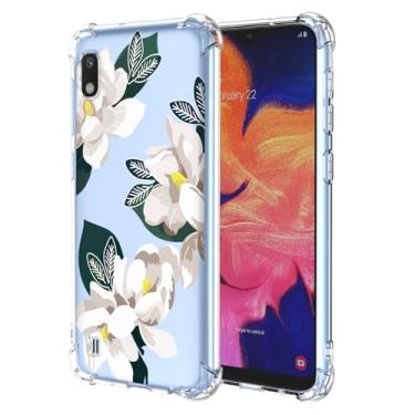 Imagem de WEIOUHR Capa para Galaxy A10 Samsung A10, design de flor branca de TPU macio, à prova de choque, resistente a arranhões, leve, para Samsung Galaxy A10 (Magnólia)