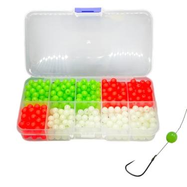 Imagem de KMYZQDV 600 contas de pesca de 6 mm que brilham no escuro para equipamentos de peixe-gato, linha de truta, salmão e água doce e salgada, contas redondas de isca para equipamentos de pesca e acessórios