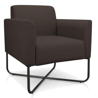 Imagem de Poltrona Marisa Suede Base X Industrial Preta D´rossi Marrom