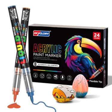 Imagem de SKYGLORY Conjunto de marcadores de tinta líquida de 12/24/36 cores, kit de marcadores de acrílico de alta densidade de pigmento com embalagem rígida para artistas, estudantes e artesanato (24)
