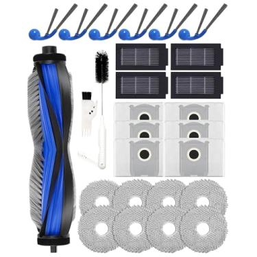 Imagem de Yivy Kit de acessórios de 27 peças para Ecovacs Deebot T30C Omni/T30C Omni Gen2 Robot Aspirador: 1 escova principal, 6 escovas laterais, 6 sacos de pó, 4 filtros HAPE, 8 esfregões, 2 escovas de