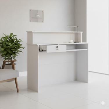 Imagem de Balcão Caixa 1,215m Recepção Atendimento Loja Comércio Escritório Branco Cód.202