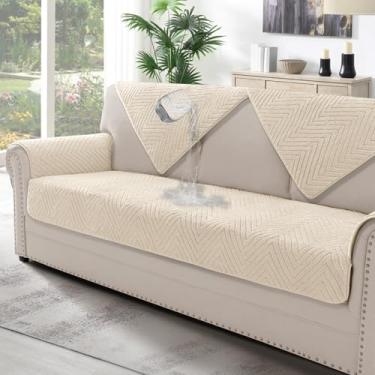 Imagem de Turquoize Capa de sofá à prova d'água para cães felpuda para sofá capa de cama grossa de cachorro antiderrapante para 3 almofadas protetoras de sofá para animais de estimação (bege, 91 cm x 243 cm)