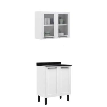 Imagem de Paneleiro Itatiaia Em Aço Branco 4 Portas 2 Vidros Florença