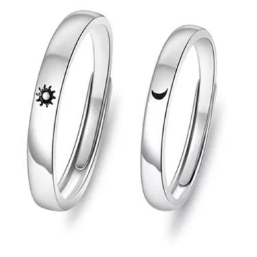 Imagem de Par Aliança Sol & Lua/anel Sol E Lua Prata Ajustável Mod1 - TOTAL VARI