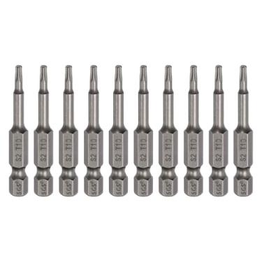 Imagem de HARFINGTON 10 peças de chave de fenda Torx T10, haste sextavada, 50 mm, ponta magnética, sem furo, à prova de adulteração, 6 pontas, estrela de 6 pontas, chaves de fenda industriais de aço S2