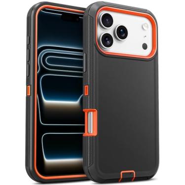 Imagem de Jelanry Capa para iPhone 17 Pro Max 5G de 6,9 polegadas, resistente, resistente e de camada dupla, à prova de choque, proteção à prova de quedas, com porta antipoeira e armadura de arranhões, capa