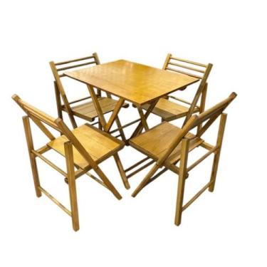Imagem de Conjunto Dobrável com Mesa e 4 Cadeiras - Arysson Móveis, Mel